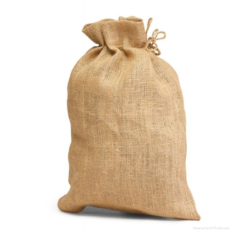 High Quality Jute Burlap Natural Small Drawstring Bag