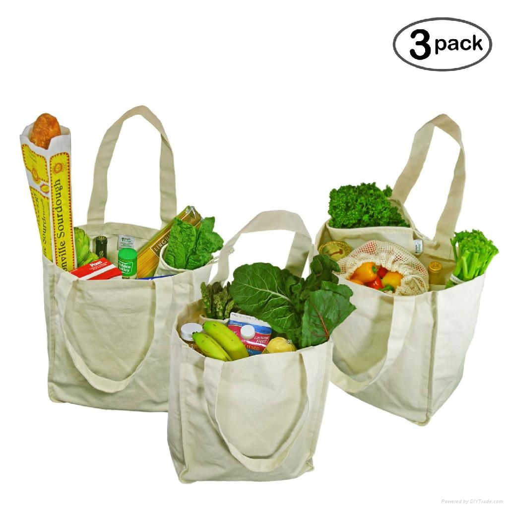 Deluxe Organic Cotton Grocery Bag with Bottle Sleeve