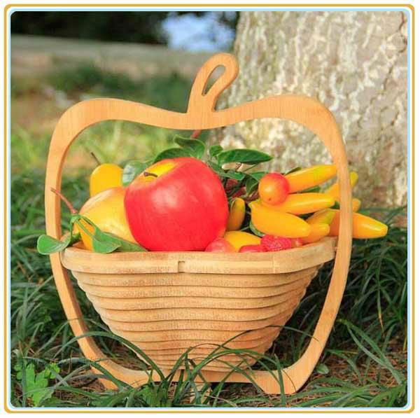 Hot Sale Apple Shape Bamboo Fruit Basket -BK006
