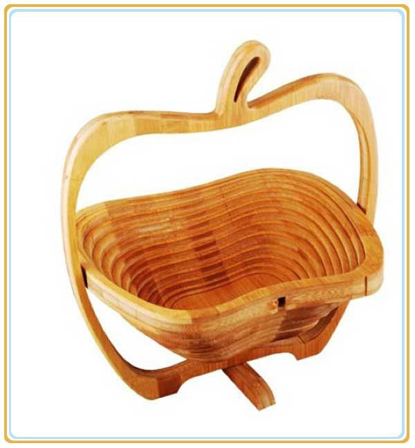 Hot Sale Apple Shape Bamboo Fruit Basket -BK006 2
