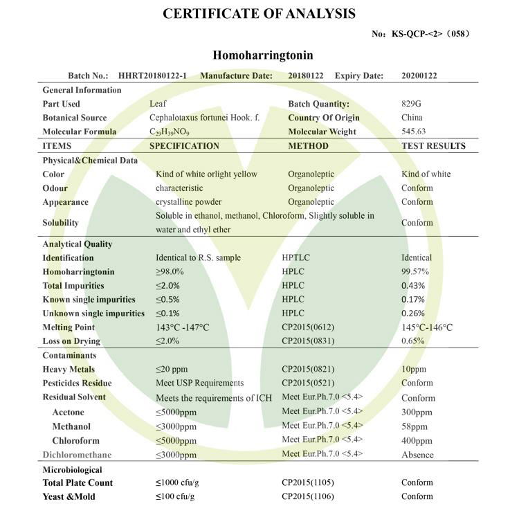 98% Homoharringtonine 4