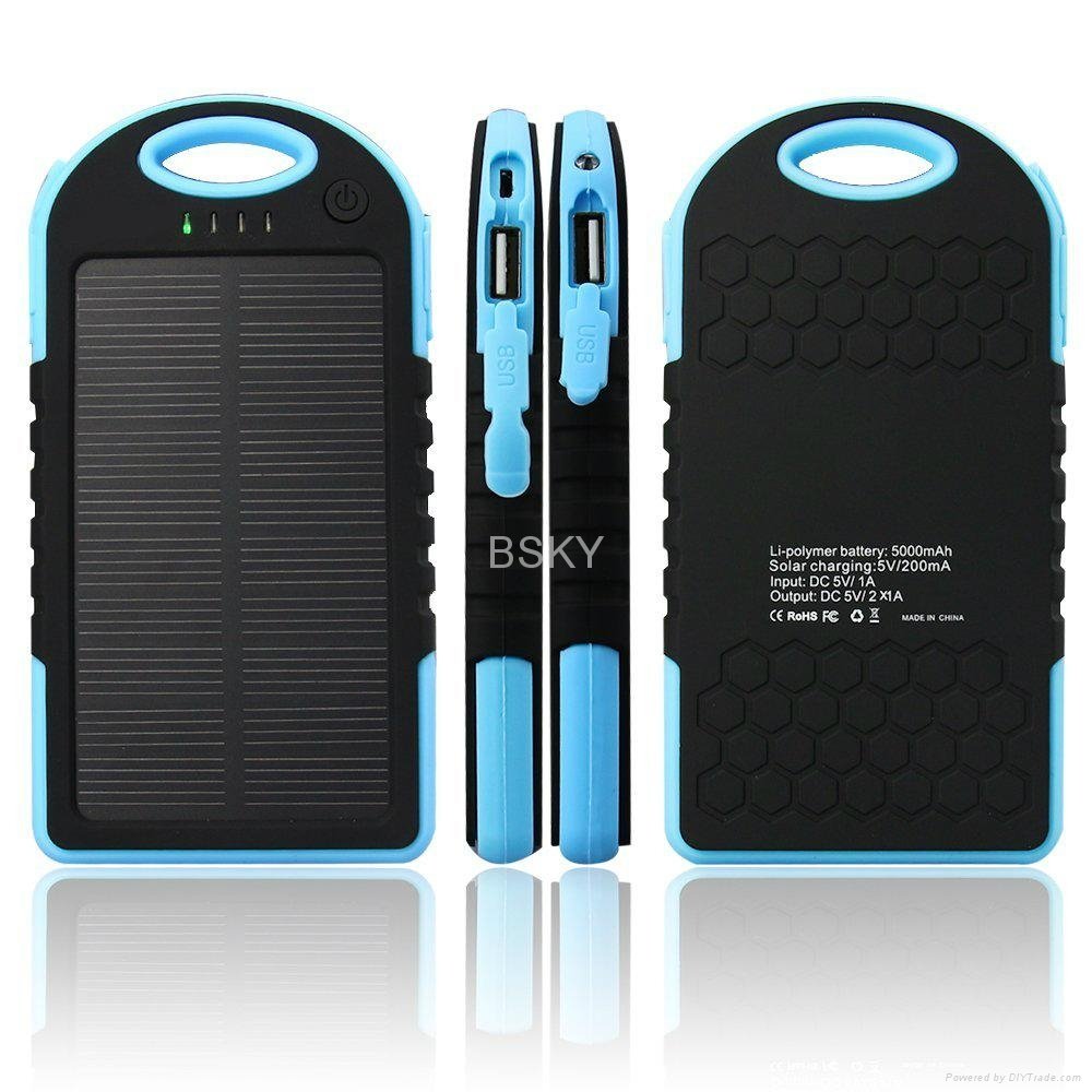 Portable Solar Power Bank 5000mAh For Mobile Phone iphone 2