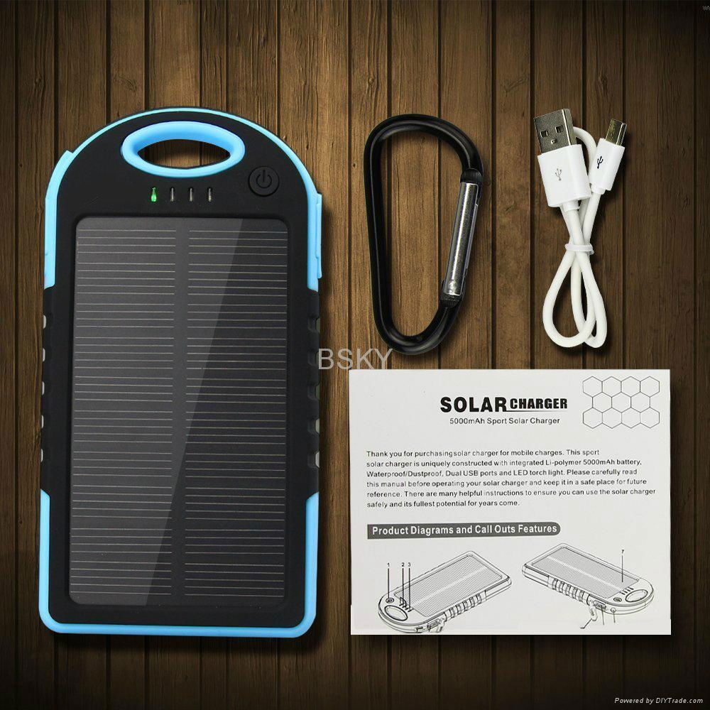 Portable Solar Power Bank 5000mAh For Mobile Phone iphone 4