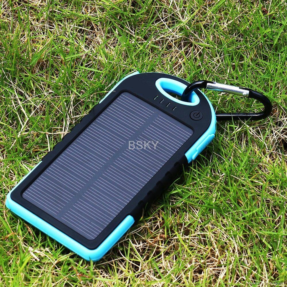 Portable Solar Power Bank 5000mAh For Mobile Phone iphone 5