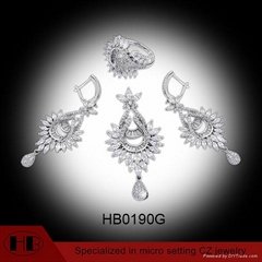 Trendy Micro Setting Indian Style Peacock Brass Jewelry Sets