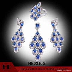 High Fashion Water Drop Chandelier Silver Jewelry Sets