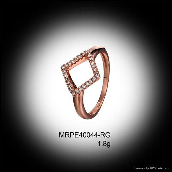 Rose Gold Plating Clear Zirconia  Micro Pave Sterling Silver Rings