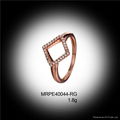 Rose Gold Plating Clear Zirconia  Micro Pave Sterling Silver Rings 1