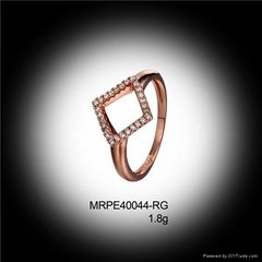 Rose Gold Plating Clear Zirconia  Micro Pave Sterling Silver Rings