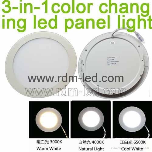 3W 4W 6W 9W 12W 15W 18W 24W Round ultra slim Flat 3 Color LED Panel Light price