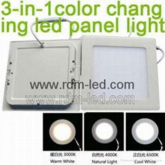 3W 4W 6W 9W 12W 15W 18W 24W Square ceiling 3 Color Slim LED light panel 