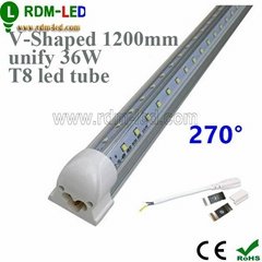 AC85-277V 4FT Integrated V Shape LED Tube Light T8 36W