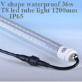 1200mm IP65 Waterproof 36W V Shape T8 LED Tube Lamp
