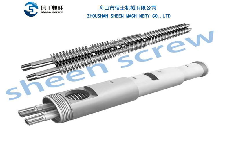 Conical twin screw and barrel