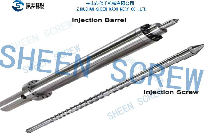 Injection screw and barrel