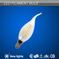 2W Tailed Candle Led Filament Bulb with E14 Base Approved by CE ROHS