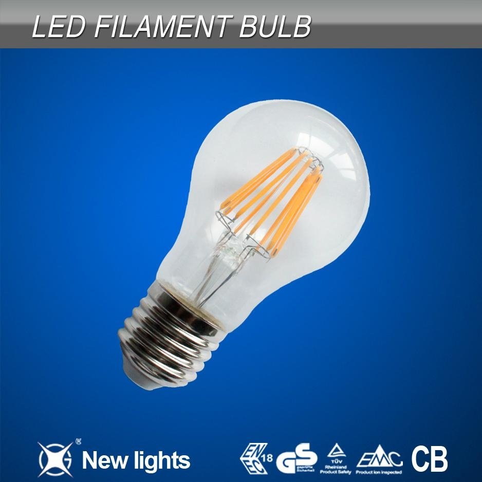 AC110/220V 360 Degree A60 Led Filament Bulb with E27 Base Approved by CE ROHS