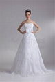 A-Line Sleeveless Sweetheart Satin Lace Wedding Dresses 1