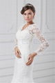 V-neck Long Sleeve Satin Organza Mermaid/Trumpet Wedding Dresses  3