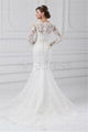 V-neck Long Sleeve Satin Organza Mermaid/Trumpet Wedding Dresses  5