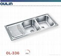 Oulin stainless steel durable double bowl sink  with panel