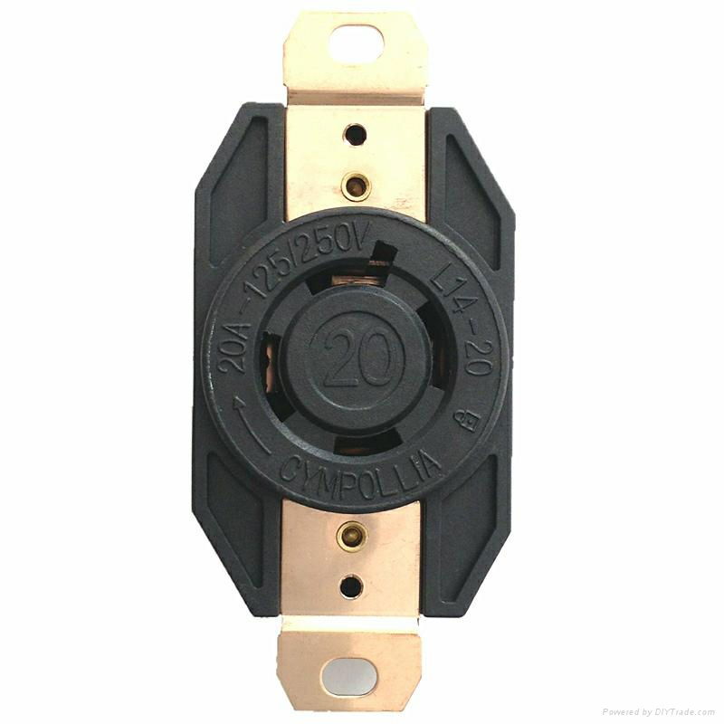 CYMPOLLIA  NEMA L14-20R Twist-LockHeavy Duty Power Receptacle, 3P4W,20A 125/250V