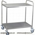 3 tier round tube stainless steel service trolley