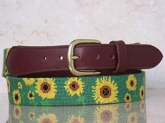 Hand Stitched Needlepoint Belt 