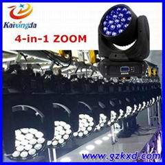 19pcs*12w rgbw 4 in 1 led zoom moving head beam 