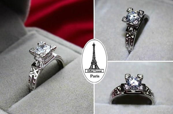 stainless steel eiffel tower silver wedding ring 3