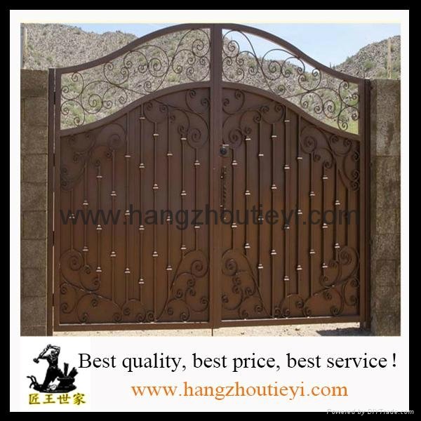 Beautiful swing wrought iron entrance gate with fashion designs
