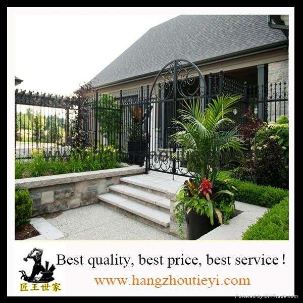 Beautiful swing wrought iron entrance gate with fashion designs 3