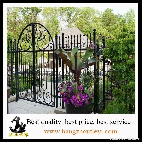 Beautiful swing wrought iron entrance gate with fashion designs 4