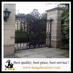 Black wrought iron front security main door double gate decoration