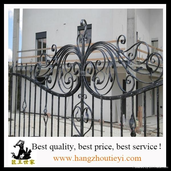 Elegant Arch Top Double Wrought Iron Entrance Gate Main Gate