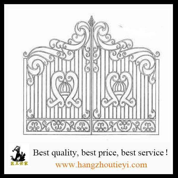 Beautiful swing wrought iron entrance gate with fashion designs 2