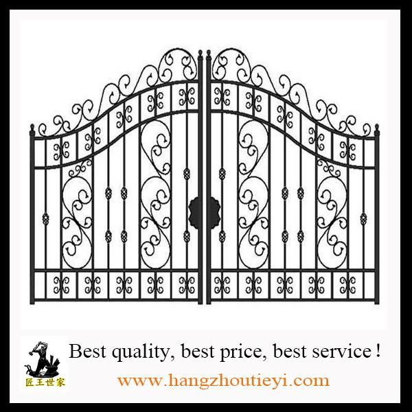 Beautiful swing wrought iron entrance gate with fashion designs 5
