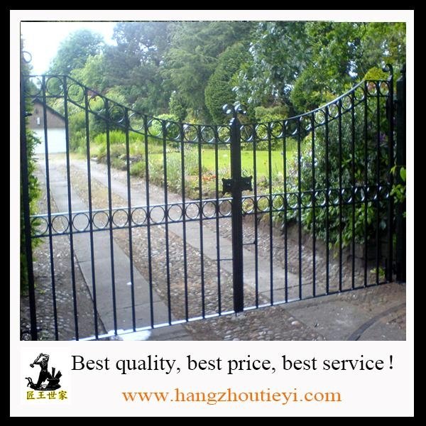 Black wrought iron front security main door double gate decoration 5