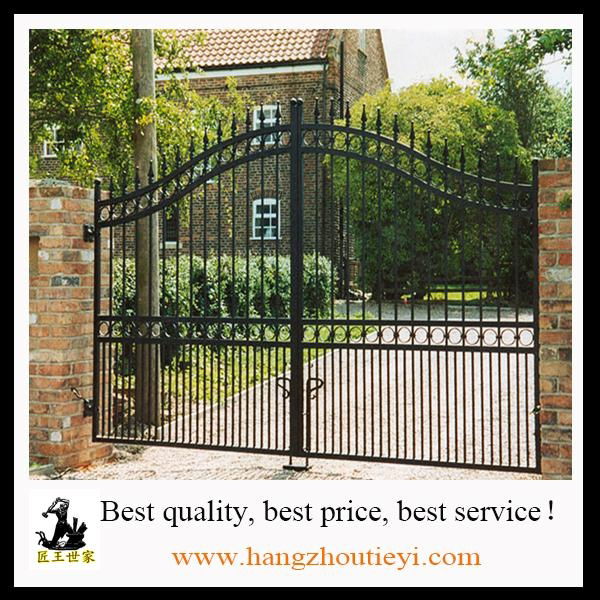 Black wrought iron front security main door double gate decoration 3