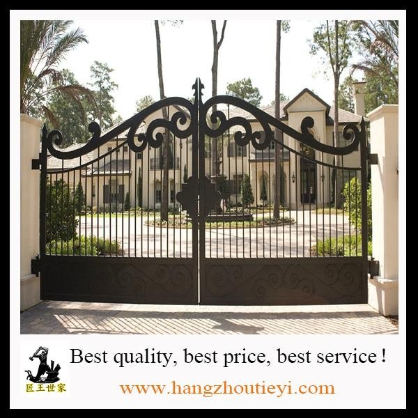High quality hand hammered wrought iron gate models 2
