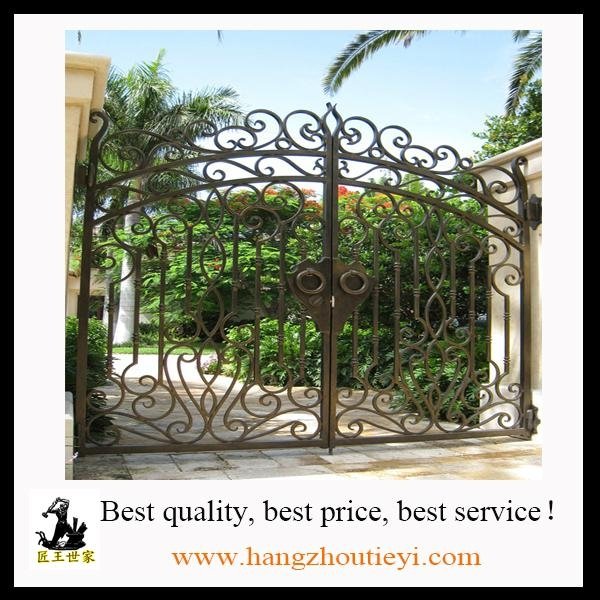 High quality hand hammered wrought iron gate models 5
