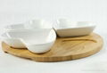Ceramic heart-shaped candy dish snack tray bamboo suit
