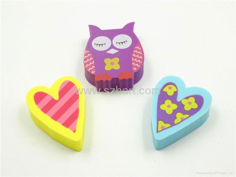 Silk-screen print flat die cut rubber eraser