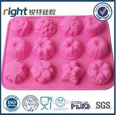 12 Cavity Flowers Silicone Non Stick Cake Bread Mold Chocolate Jelly Candy Bakin