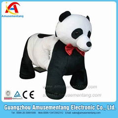 Amusementang panda plush anmals ride games for sale coin operated electric car 