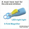 LED night light baby nail clipper with 5-fold magnifier