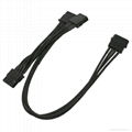 Sleeved 4pin Molex IDE Male to 3X Female