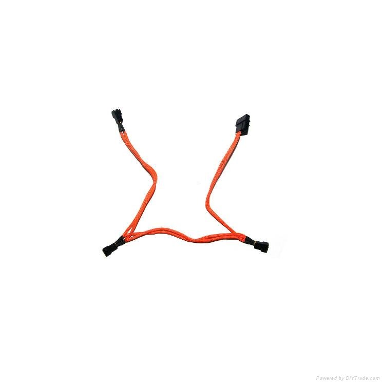 Sleeved Orange 4pin to 3pin PC Power Extention Cable