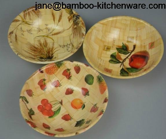 Bamboo wooden fruit or salad Serving Bowl Set with your love pattern 1