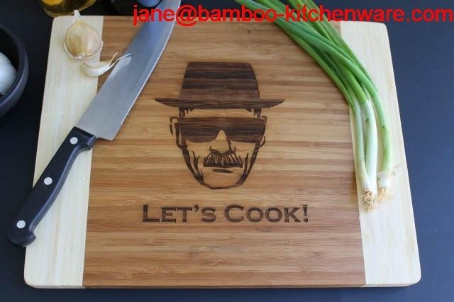 Heisenberg and walter white bamboo cutting board with the splicing tones 2